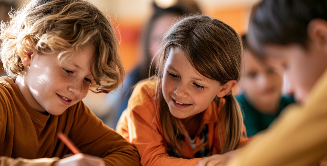 Bambini che studiano al doposcuola
